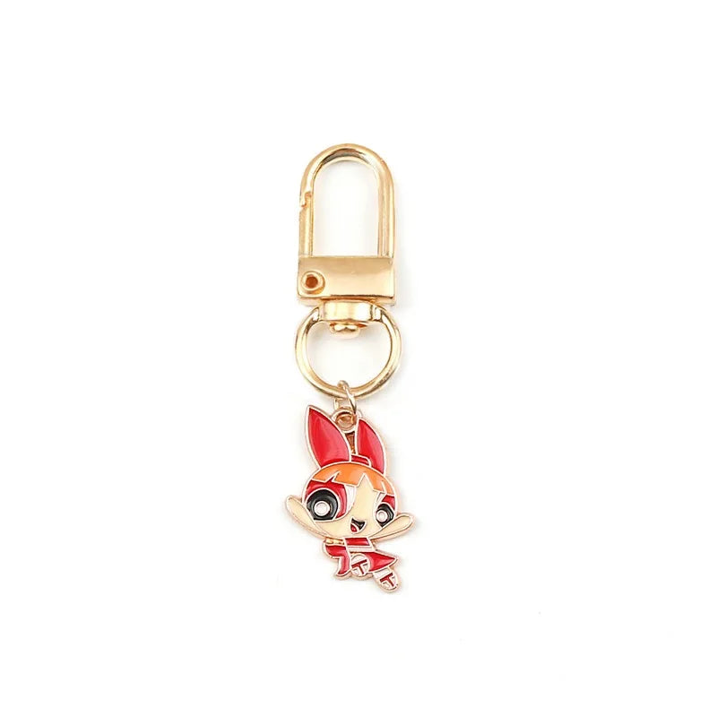 6pcs alloy drip oil cartoon girl keychain, suitable for bag hanging accessories, the best choice for gifts