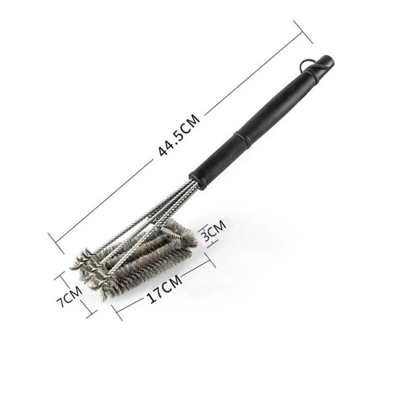 Kitchen Accessories BBQ Grill Brush and Scraper Barbecue Kit Cleaning Brush Stainless Steel Tools Wire Bristles Triangle