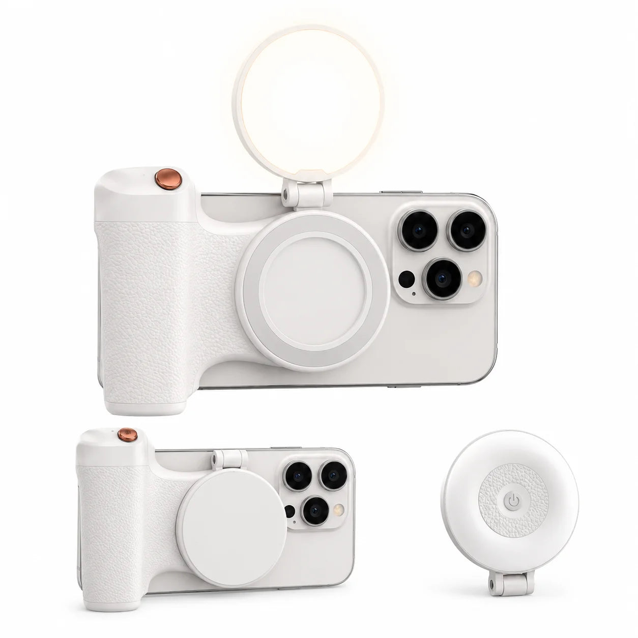 KM06 Magnetic Phone Camera Grip Stabilizer, Bluetooth Remote Shutter with Zoom Control, Anti-Shake Handheld Smartphone Photograp