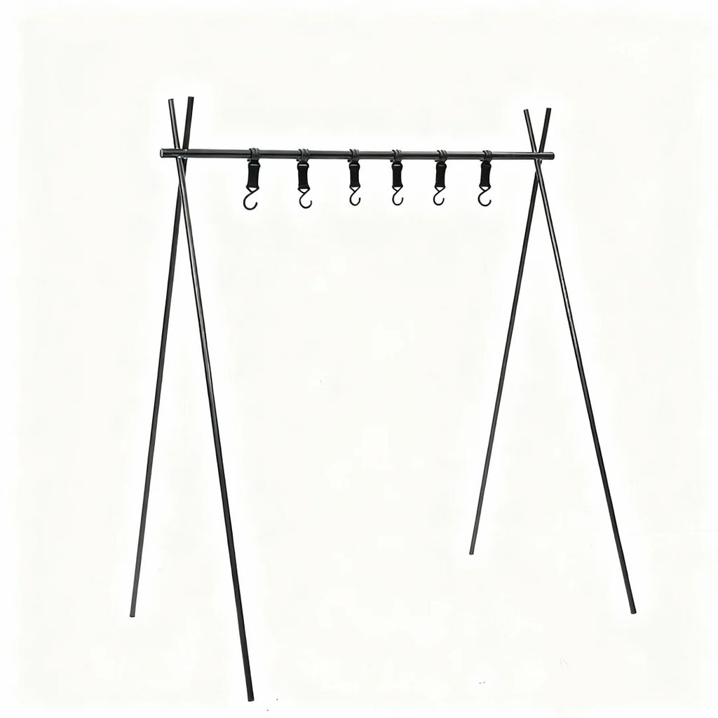 Outdoor Folding Hanging Rack, Camping Cookware and Tableware Storage Hook Rack for Outdoor Hiking, Picnic