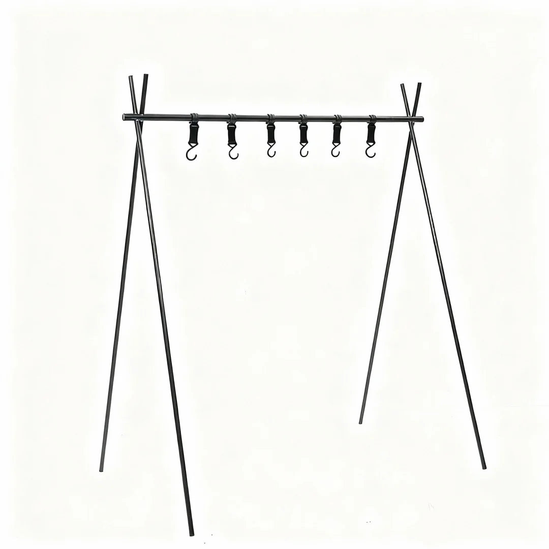 Outdoor Folding Hanging Rack, Camping Cookware and Tableware Storage Hook Rack for Outdoor Hiking, Picnic