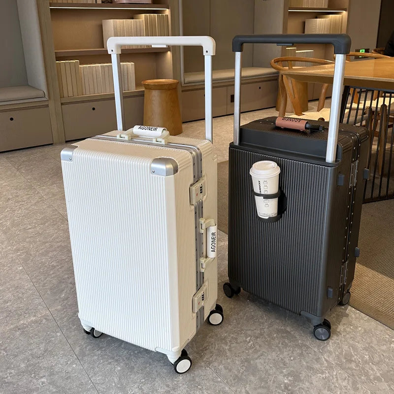 Travel Luggage aluminum frame 20-inch carry-on trolley suitcase 26-inch wide handle men women students 24-inch password luggage