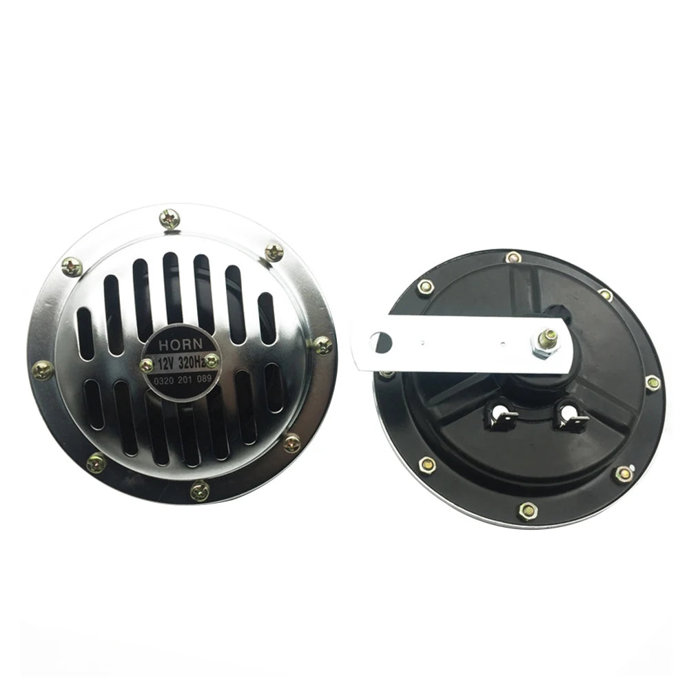 2PCS Universal Waterproof 12V Hi Low Tone Motorcycle Car Electric Super Horn Electric Disc Speaker Car Reversing Horn