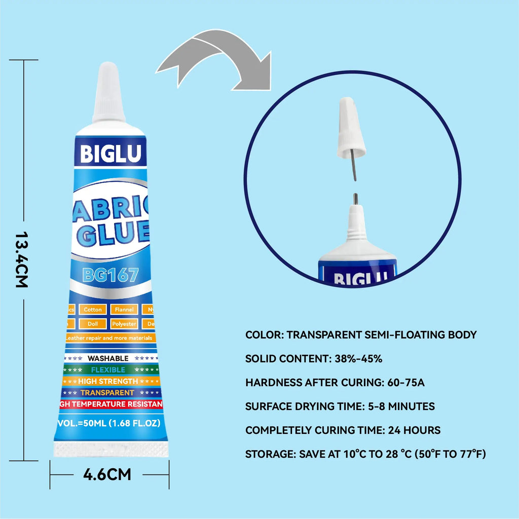 BIGLU Fabric Glue 50ml Leather Glue Adhesive Quick Dry Fabric Patching Glue Versatile Waterproof Fabric Adhesive for Cloth