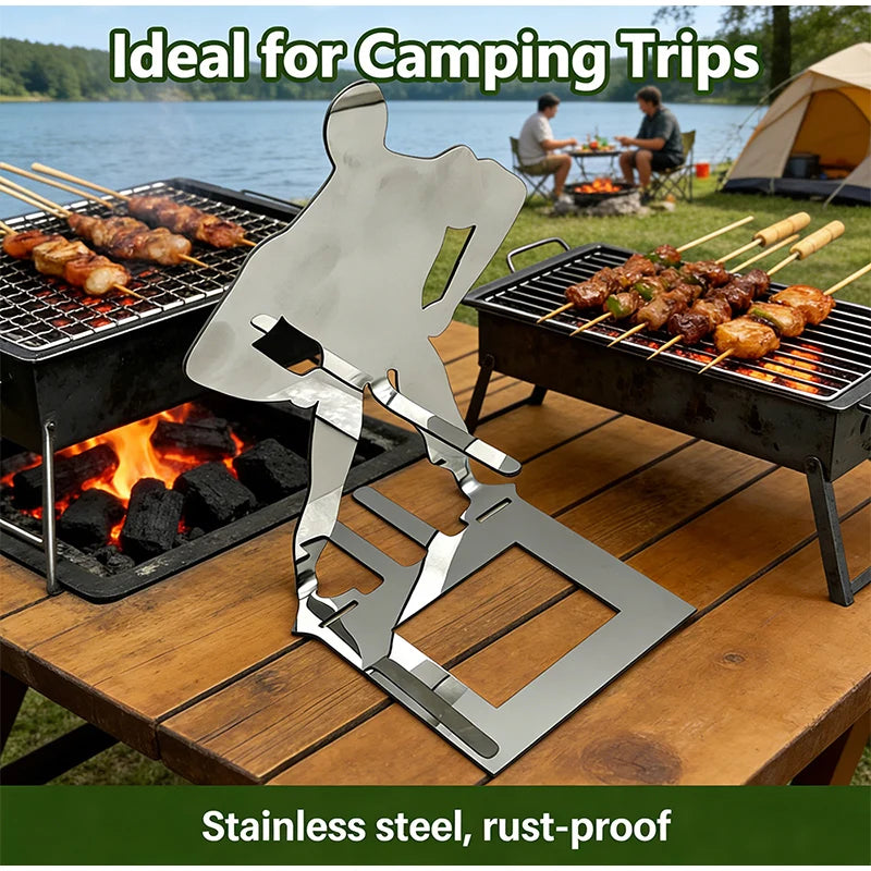 Portable Stainless Steel Hot Dog Barbecue Grill Easy Clean Fun Sausage Fork Barbecue Skewer Set Outdoor Picnic Cooking Tools