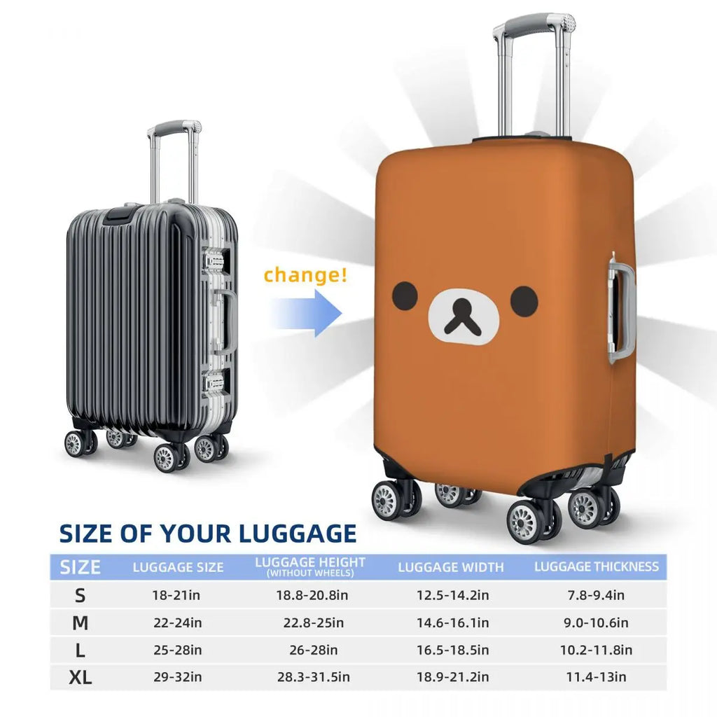 Rilakkuma Bear Face Suitcase Cover Protection Elastic Travel Luggage Protector Covers for 18-32 Inch