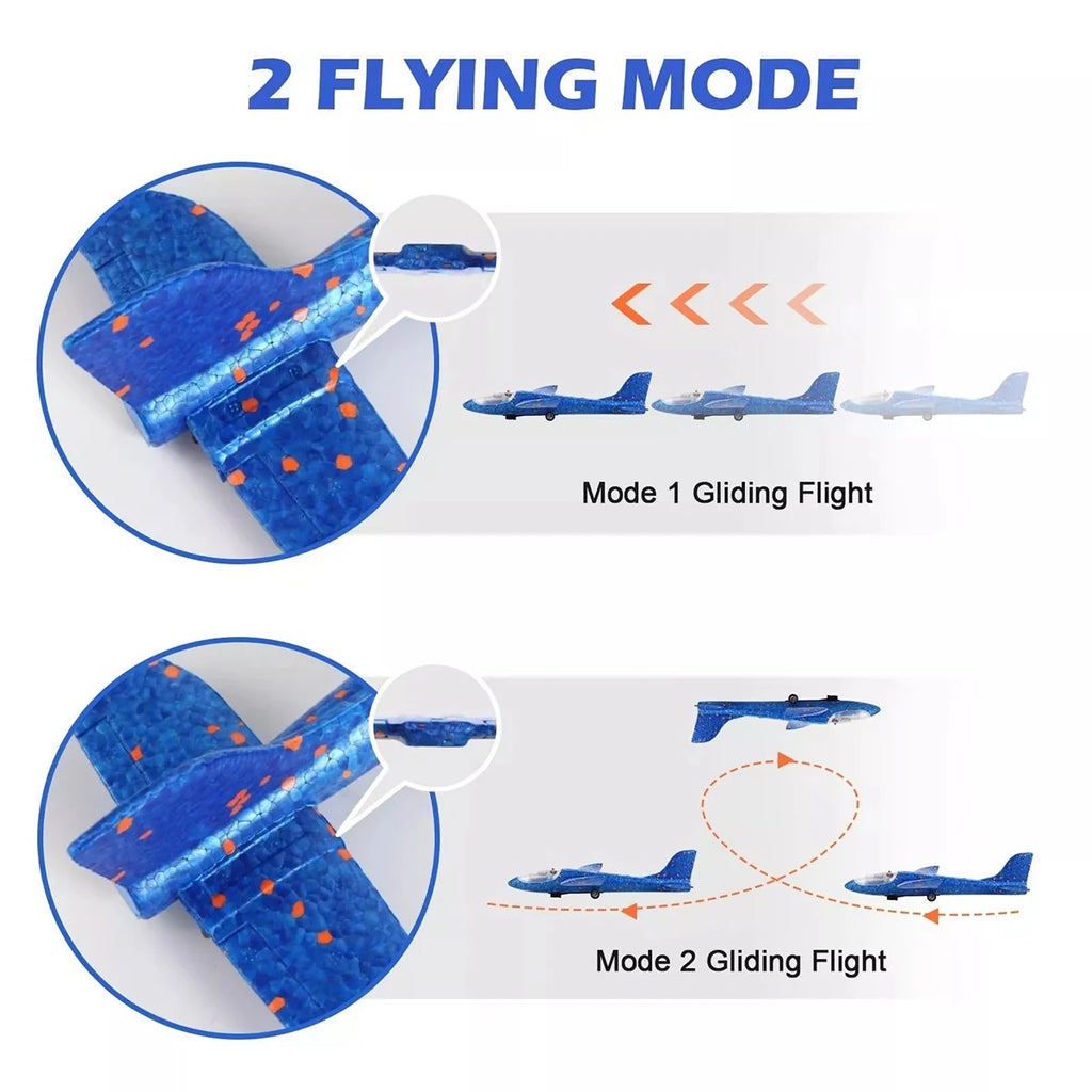 Kids Foam Aircraft 10M Launcher Catapult Glider Aircraft Gun Toy Children's Outdoor Game Soft Bullet Gun