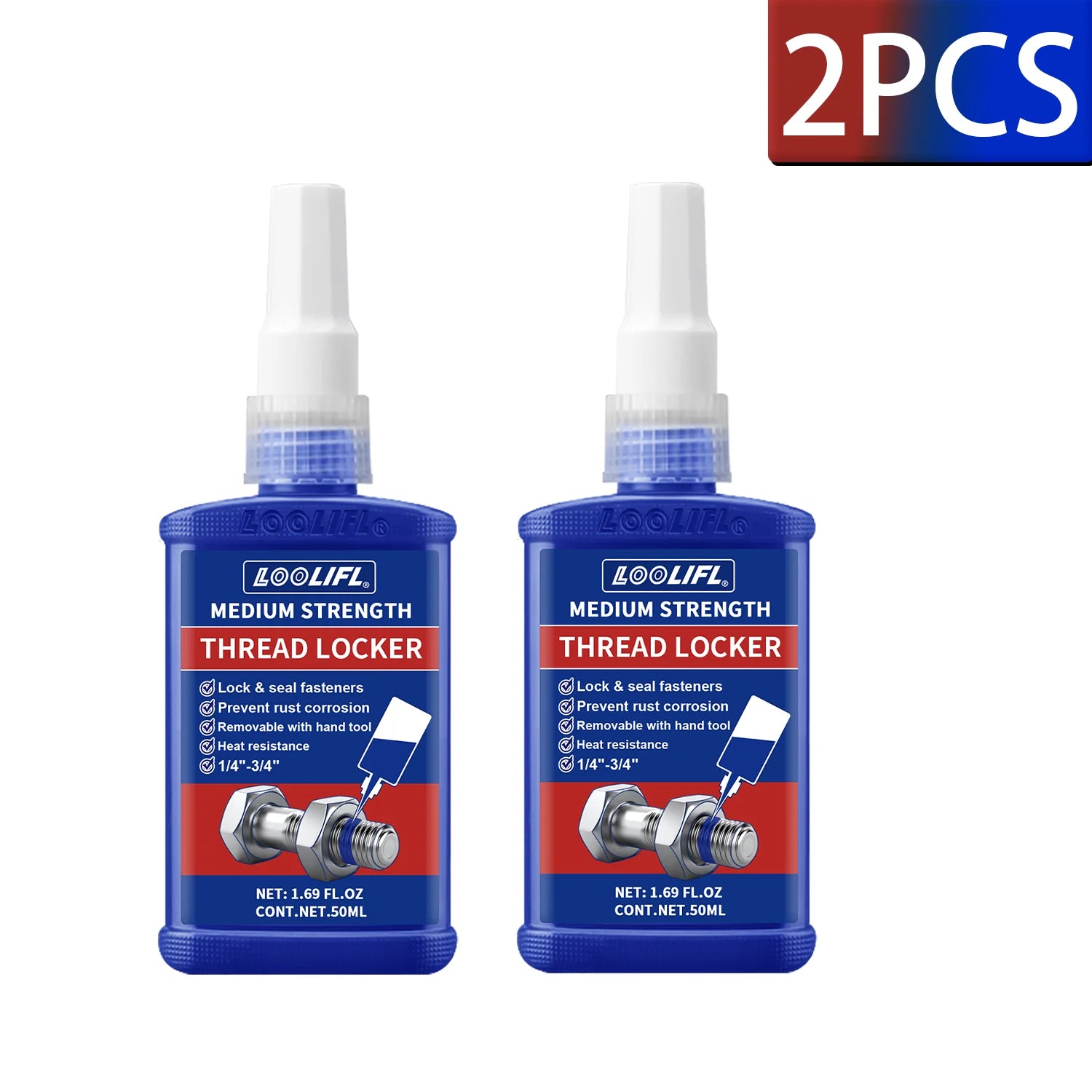 50ML 243 Blue Medium Strength Threadlockers,Universal Thread Adhesives,For All Metal Threaded Components,Removable Waterproof