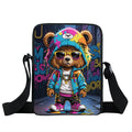 Cute Graffiti Bear Print Crossbody Bags Teenager Boy Girls Women Shoulder Bag Phone Keys Portable Card Storage Bags Gift