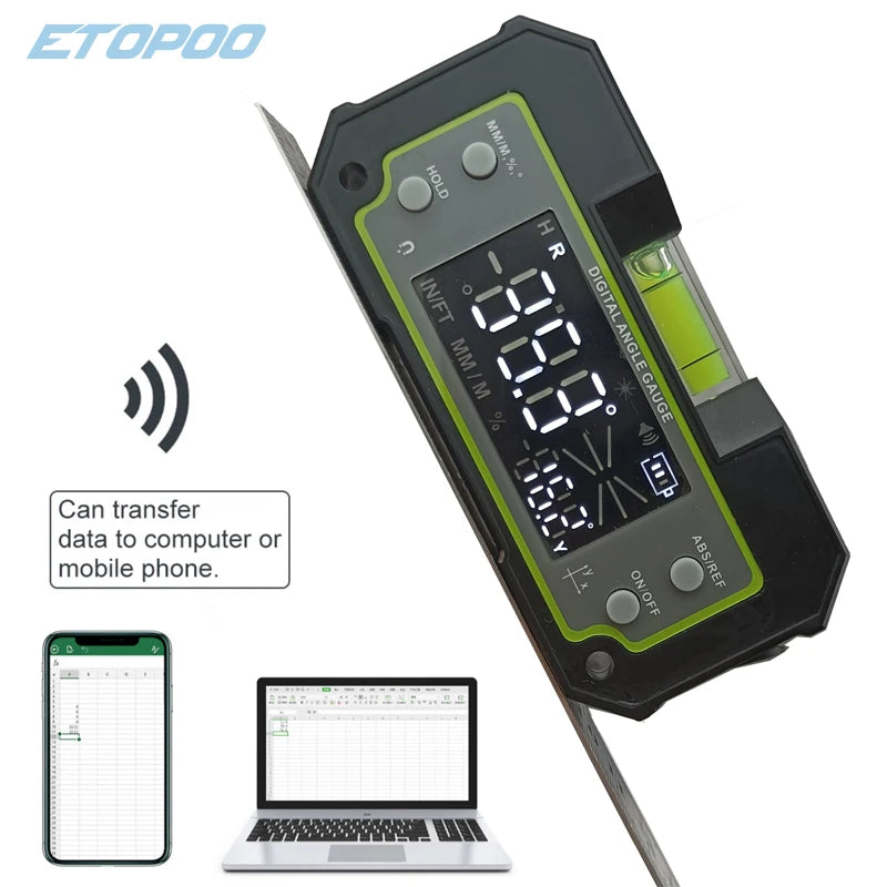 LCD Dual-axis Electronic Bluetooth Digital Level Inclinometer Protractor Angle Triangle Ruler Meter Measurment Gauge Finder