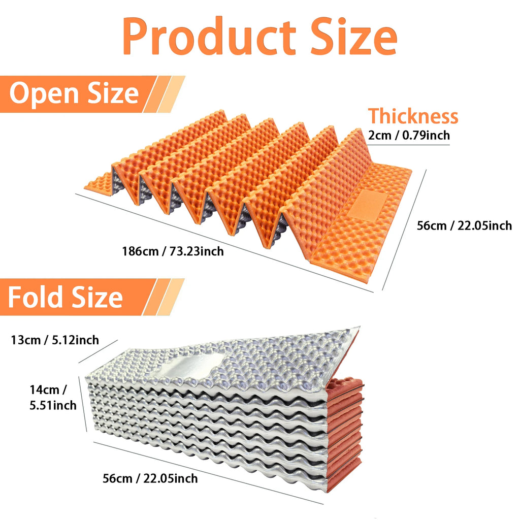 Portable Foldable Egg Crate Foam Pad Thickened Aluminum Foil Sleep Mat Moisture Proof Insulation Mat for Travel Picnic Camping