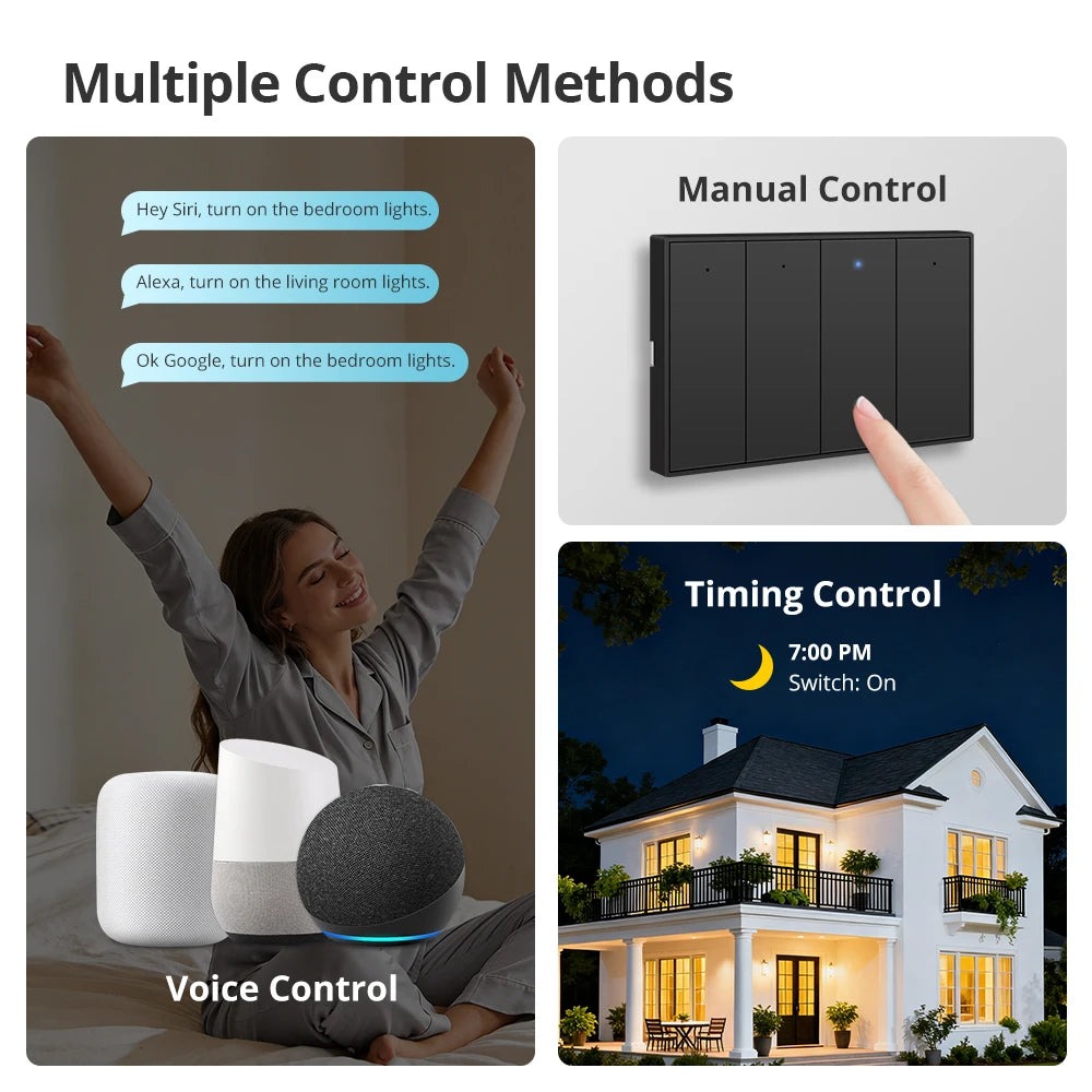 Zemismart Zigbee US AU Wall Light Switch with Neutral 1 2 3 4 6 Gangs Smart Interruptor Work with Tuya Alexa Google Home