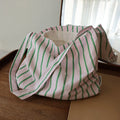 College style pink green striped shoulder bag simple versatile casual fabric tote bag girls canvas bag travel bag for women