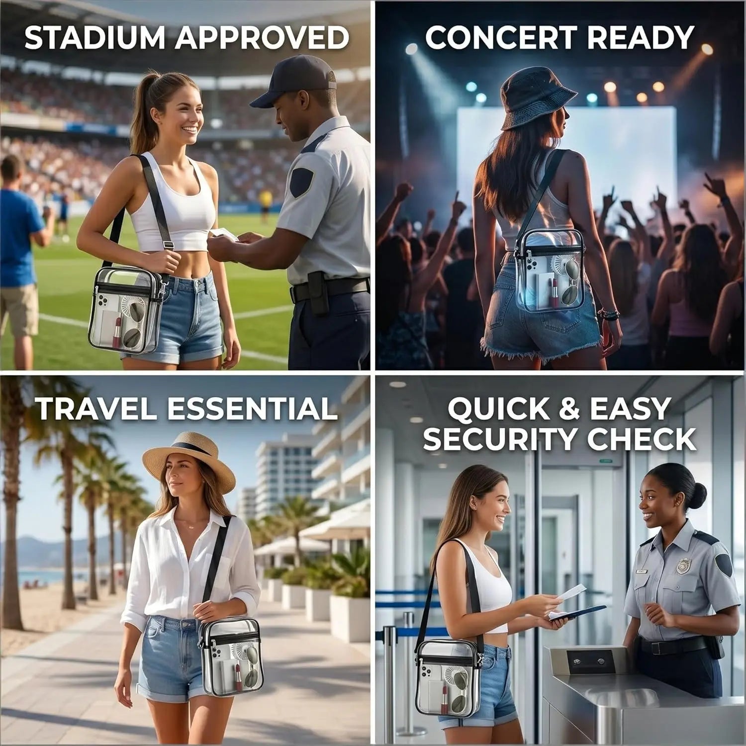 1PCS Approved Clear Crossbody Bag for Stadium Events Concerts Sports PVC Shoulder Bag