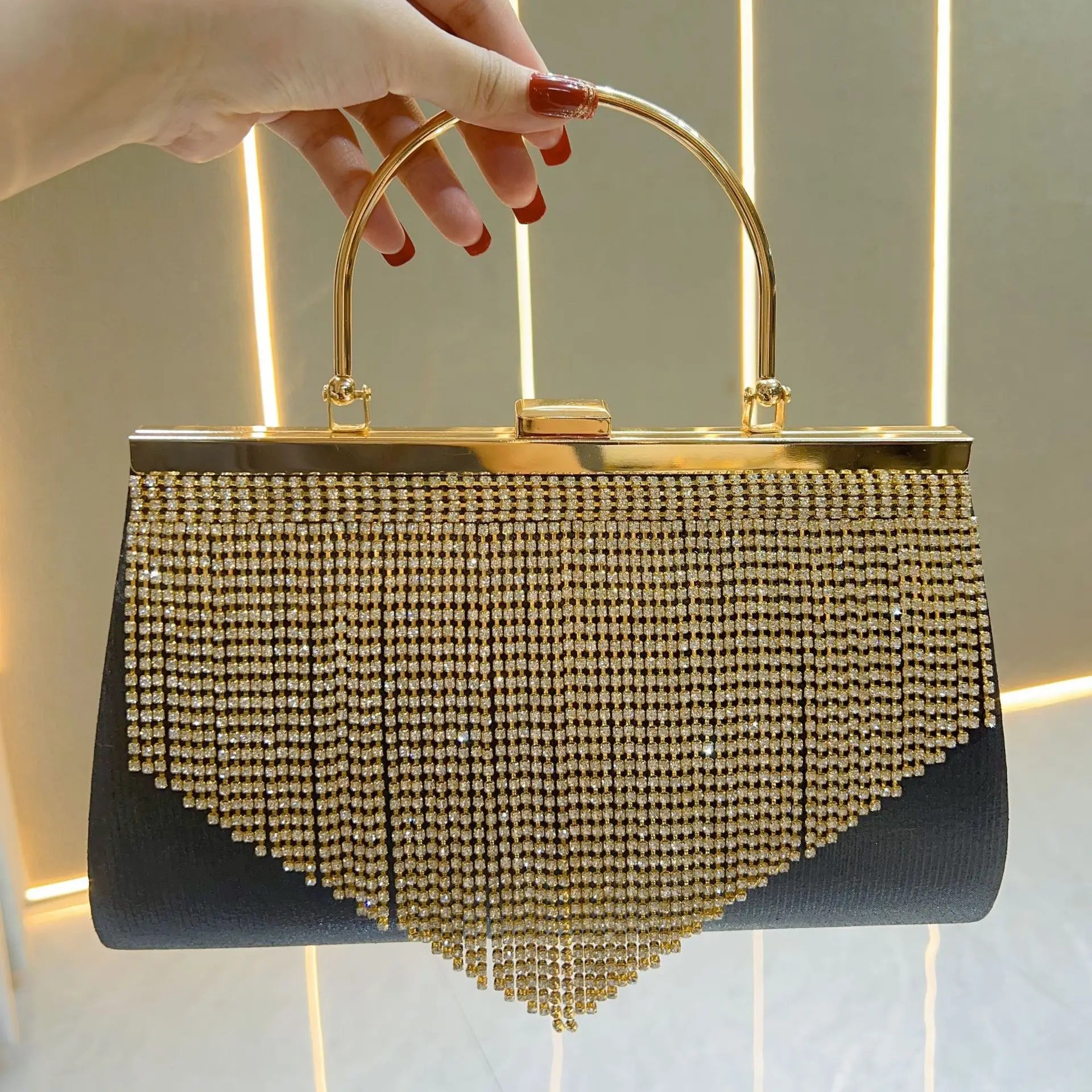 Evening Bag for Women Faionable Diamond Embedded Tassel Handbag New Arrival Cross-Border Women's Purse