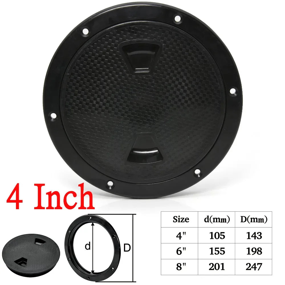 ABS Plastic Round Non-Slip Inspection Hatches with Detachable Cover Marine Screw Out Access Hatch Cover For Kayaks Yacht 4'' 6''