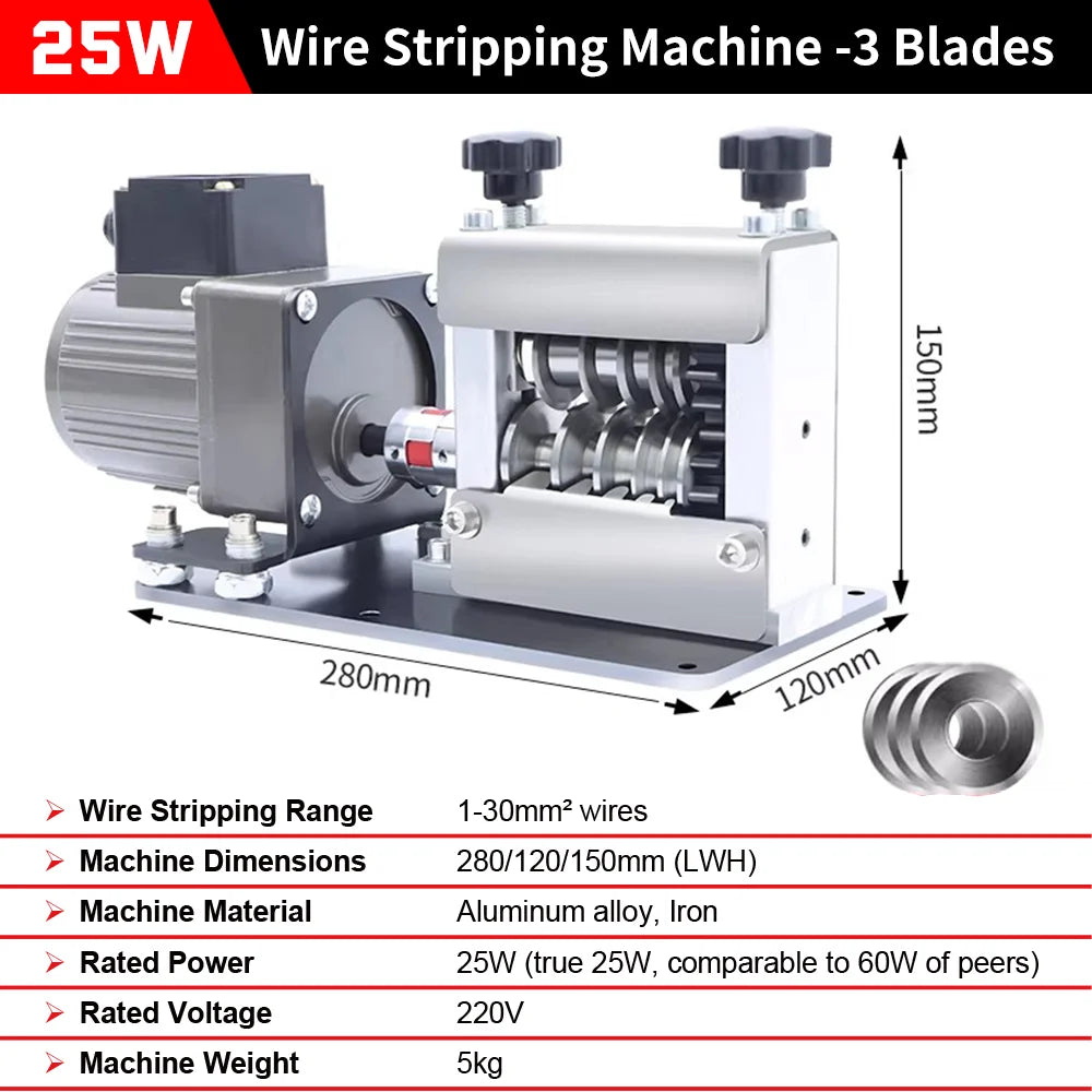 Zten New 1-70mm² Commercial Wire Stripping Machine Waste Copper Cable Peeler Automatic 6 Hole Stripper Machines