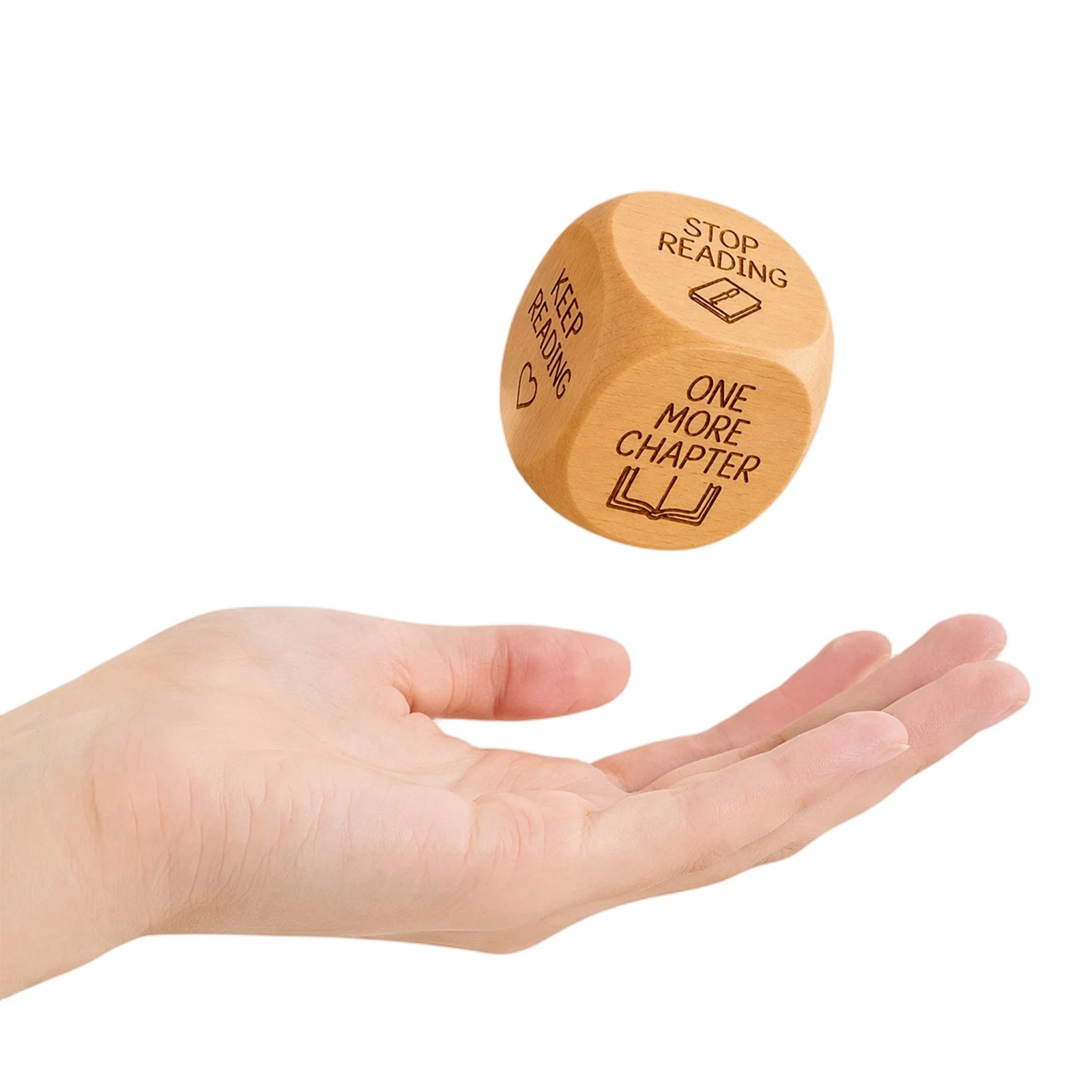 Wooden Reading Decision Dice with Engraved Prompt Book Club Decor 6-Sided Creative What To Read Dice Novelty Gift for Book Worms
