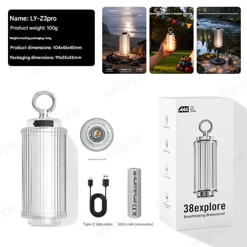 3000mAh 38-KT 38 Light 38 Explore USB Rechargeable Camping Lanterns Outdoor Tent Lamp Powerful Mini LED Flashlights Camp Light