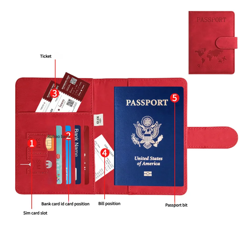 Travel Essentials: RFID-Blocking Passport Holder + Leather Luggage Tag Set