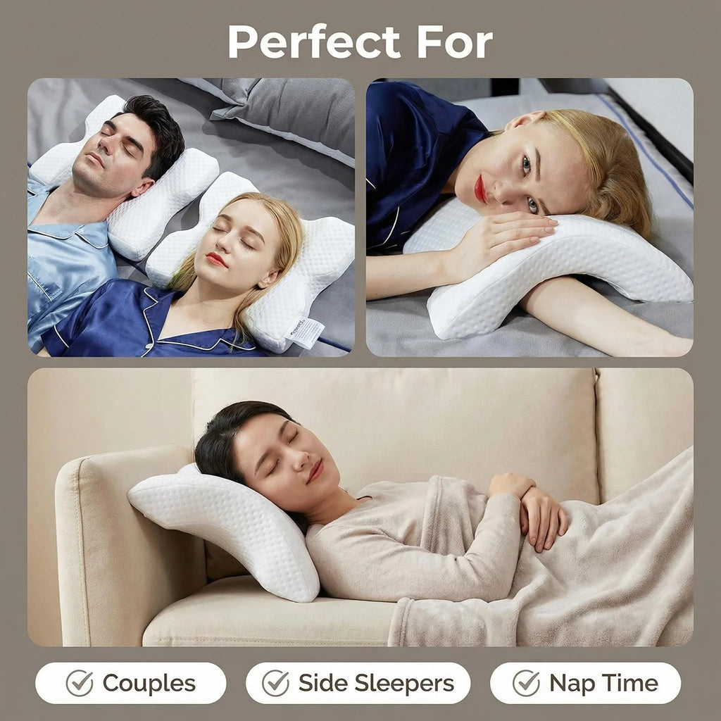 Couple Arm Pillow Memory Foam Anti Numb Arm Pillow Side Sleeper Pillow Ergonomic Neck Support Couple Hug Pillow