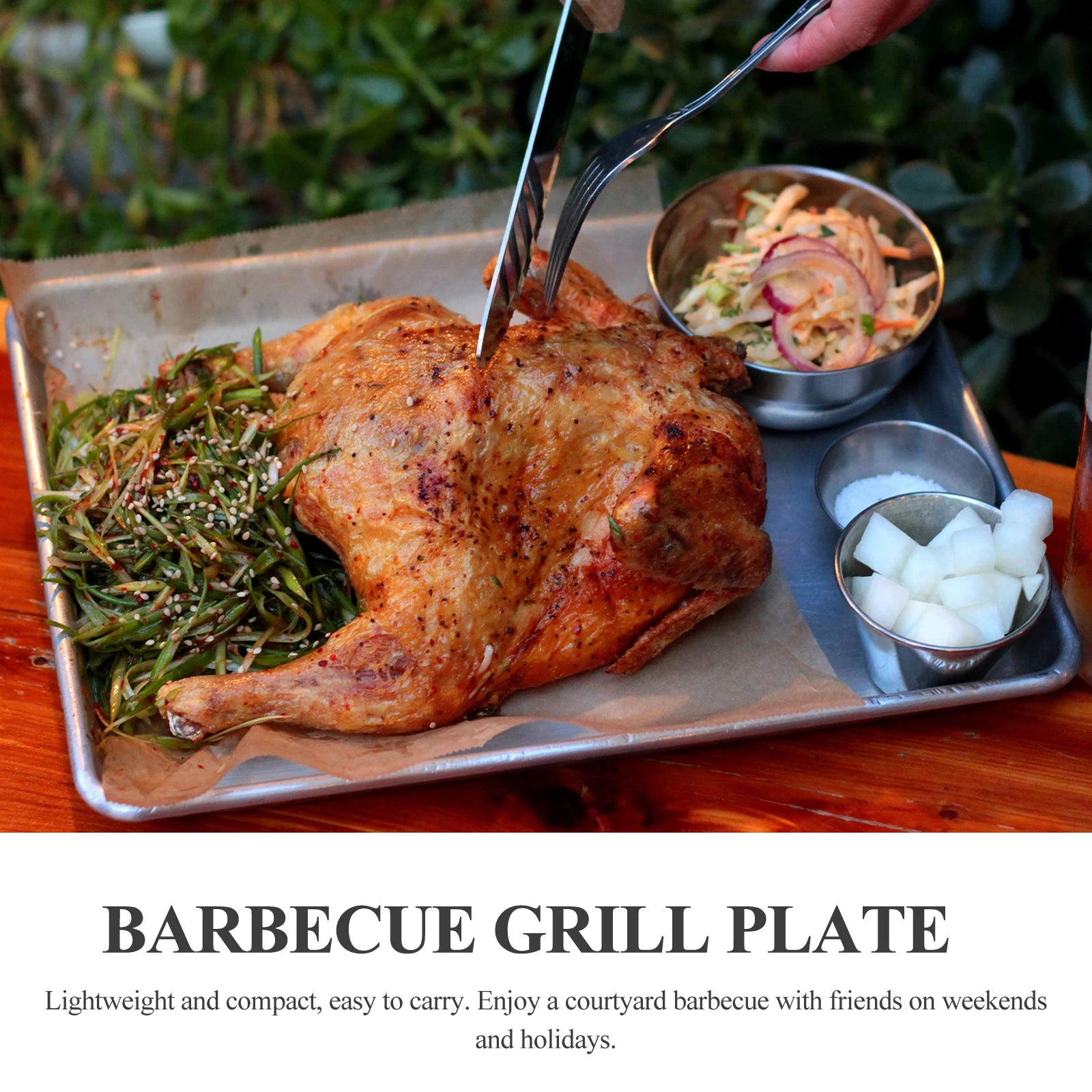 Extra Thick Stainless Steel Roasting Pan NonStick BBQ Grill Plate Home Outdoor Thermal Conductive Baking Tray For Barbecue Fish