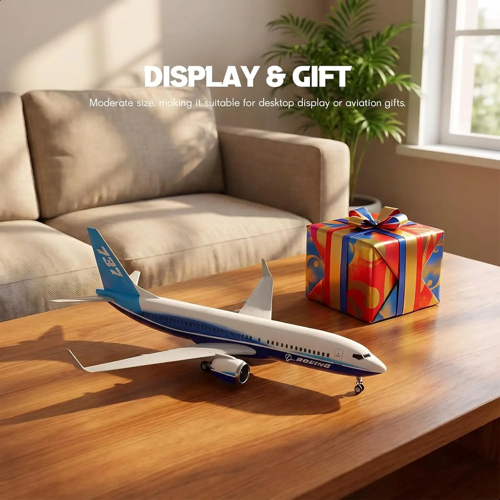 30cm B737 Prototype diecast resin Airplane Model Toy Kit with Stand Wheel for Birthday Holiday Aviation Gift or Collectible