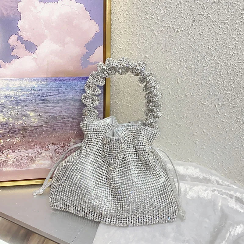 sense, trend, personality, light luxury, dumpling bag, niche design, shiny and inflexible, diamond-encrusted handbag.