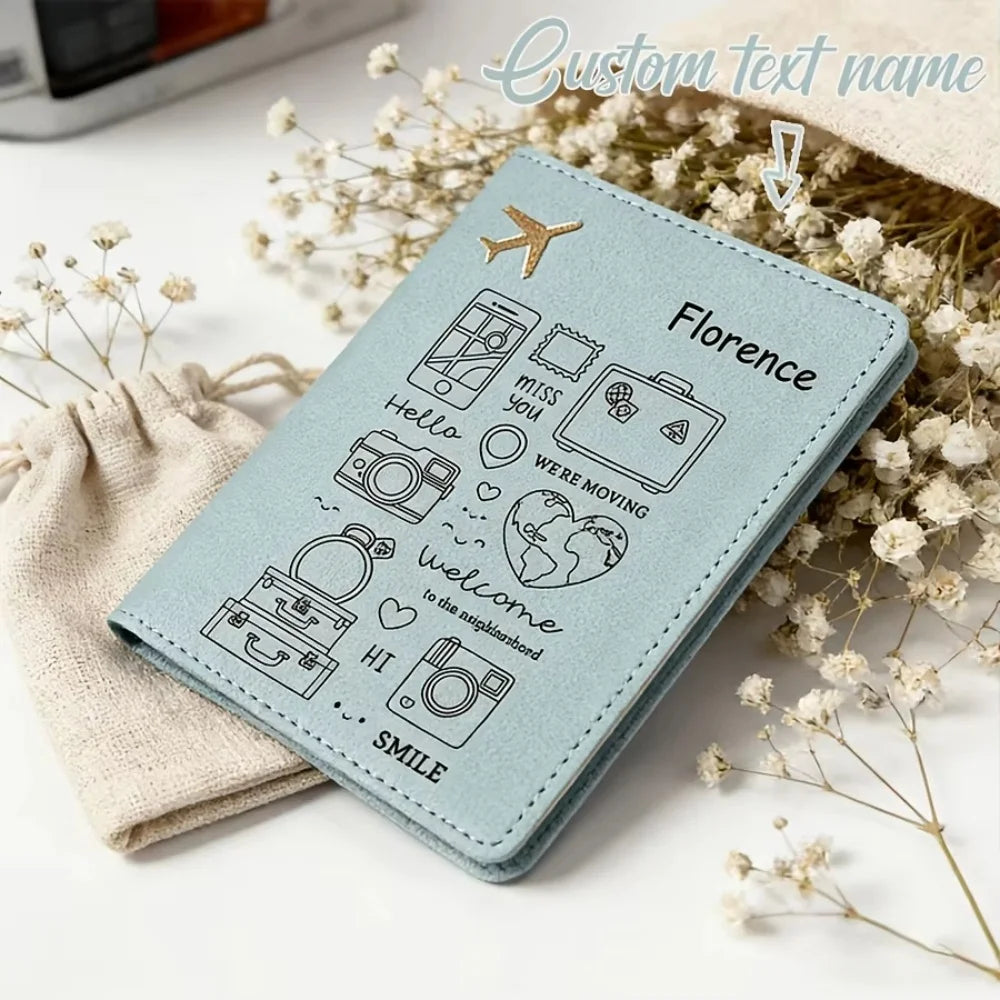 Customized Name Open Style Cartoon Passport Holder, Multi-Color Travel Storage Case for Passport & Visa, Practical Travel Gift