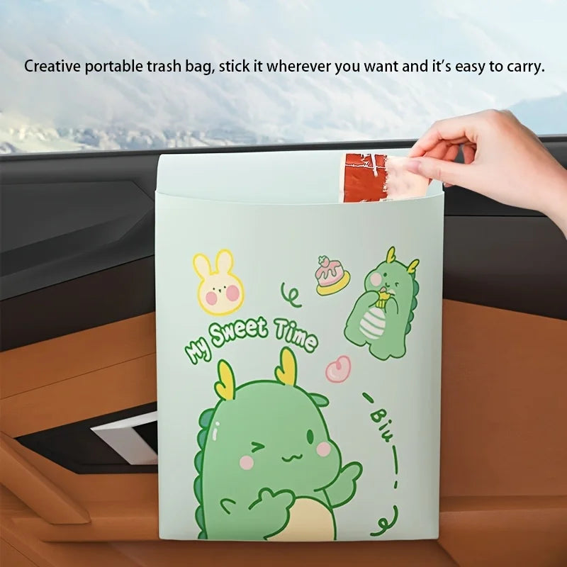 50/100pcs disposable car garbage bag, non marking adhesive car garbage bin, non marking cleaning bag, household and car garbage