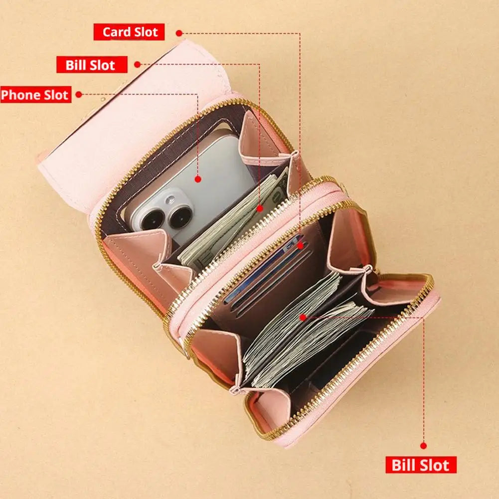 PU Leather Crossbody Phone Bag Touch Screen Cell Phone Purse Women Shoulder Bags Durable Luxury Handbag Card Lipstick Storage