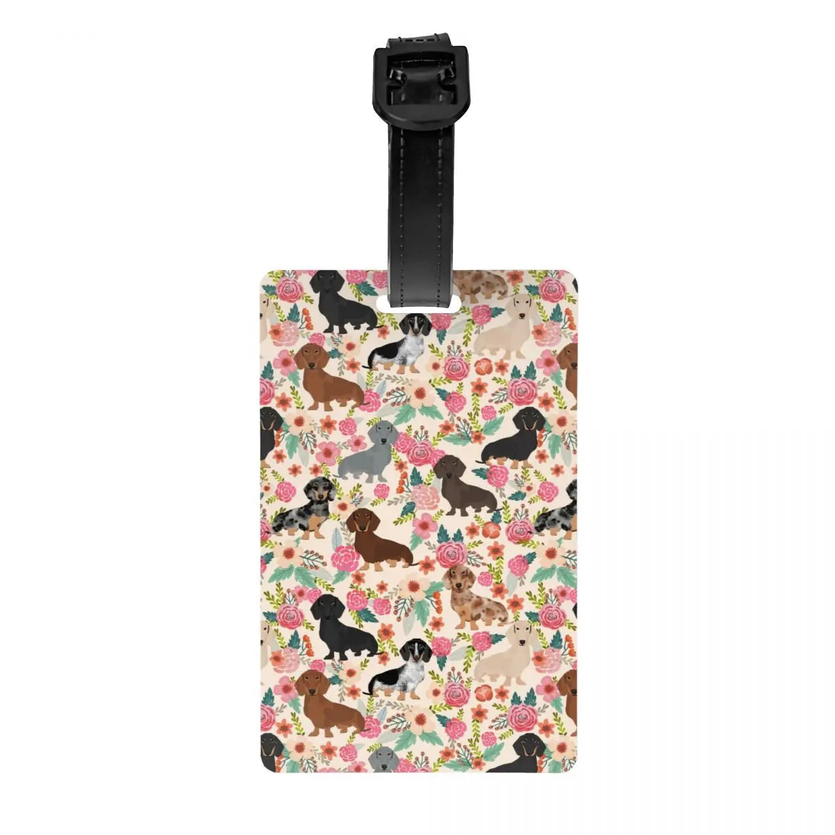 Custom Cute Dachshund Sausage Dog Luggage Tag With Name Card Puppy Animal Privacy Cover ID Label for Travel Bag Suitcase