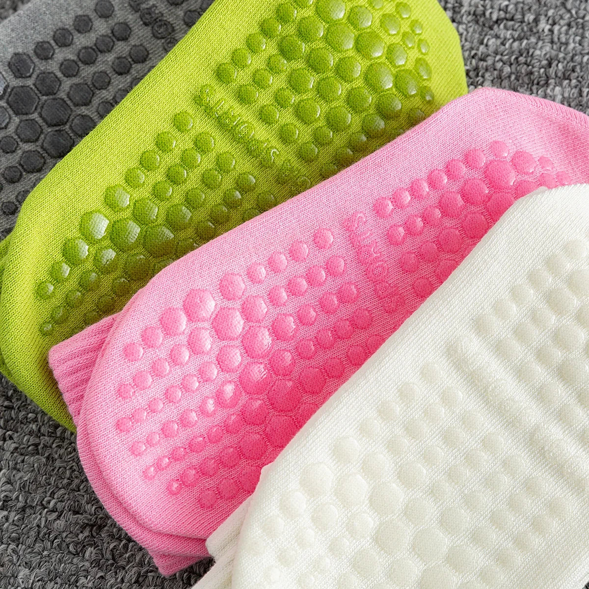3Pairs Yoga Socks for Women Cotton Solid Mid Calf Pilates Socks Simple Sports Dance Fitness Training Cushion Socks