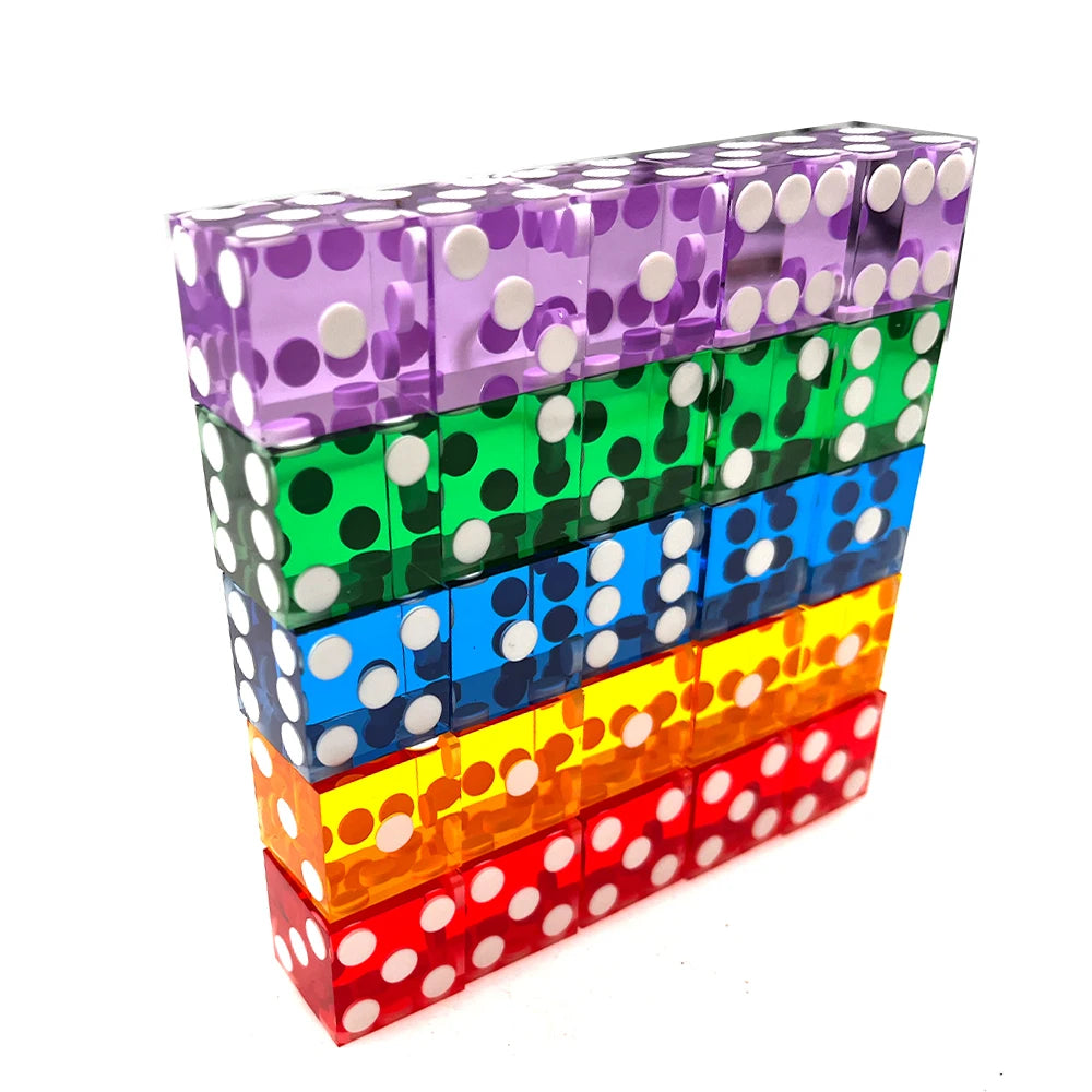 5pcs Precision Dice 19MM High-grade Acrylic TransparentSix Sided D6 Casino Sharp Straight Corners