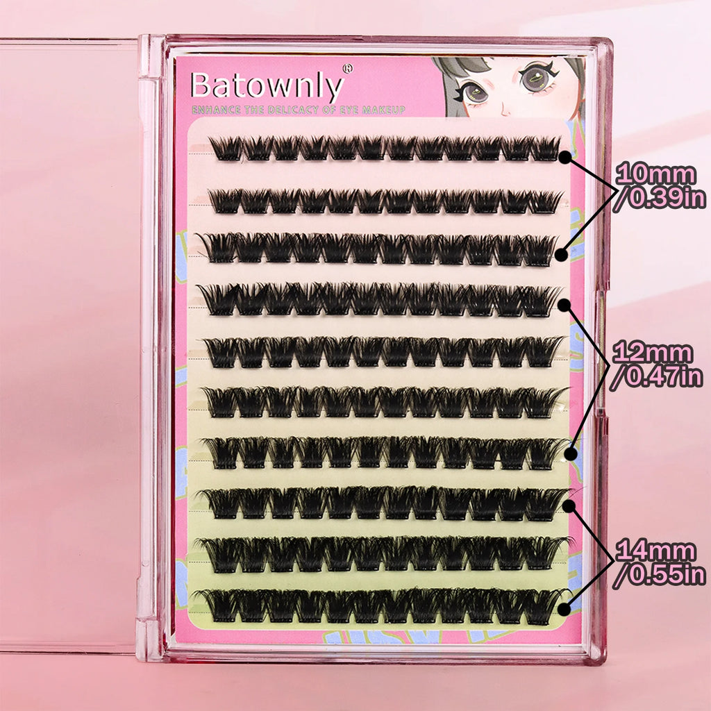 Individual Lashes 120 Pcs Self-adhesive Eyelash Cluster 10-12-14mm No Glue Curling  DIY False Eyelashes