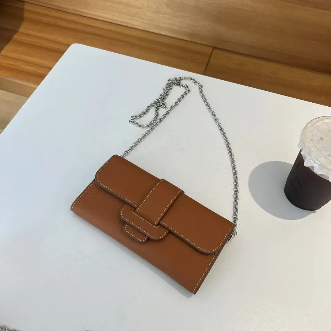 2025 Latest Light Luxury High Quality Lychee Pattern Cowhide Clutch Bags Fashion Lady Genuine Leather Shoulder Bags