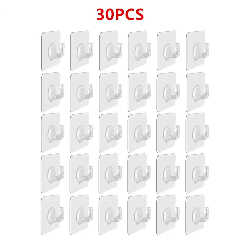 5-40pcs Transparent Plastic Duty Wall Hook for Kitchen Bathroom Office Storage No Trace No Scratch Waterproof Adhesive Hooks