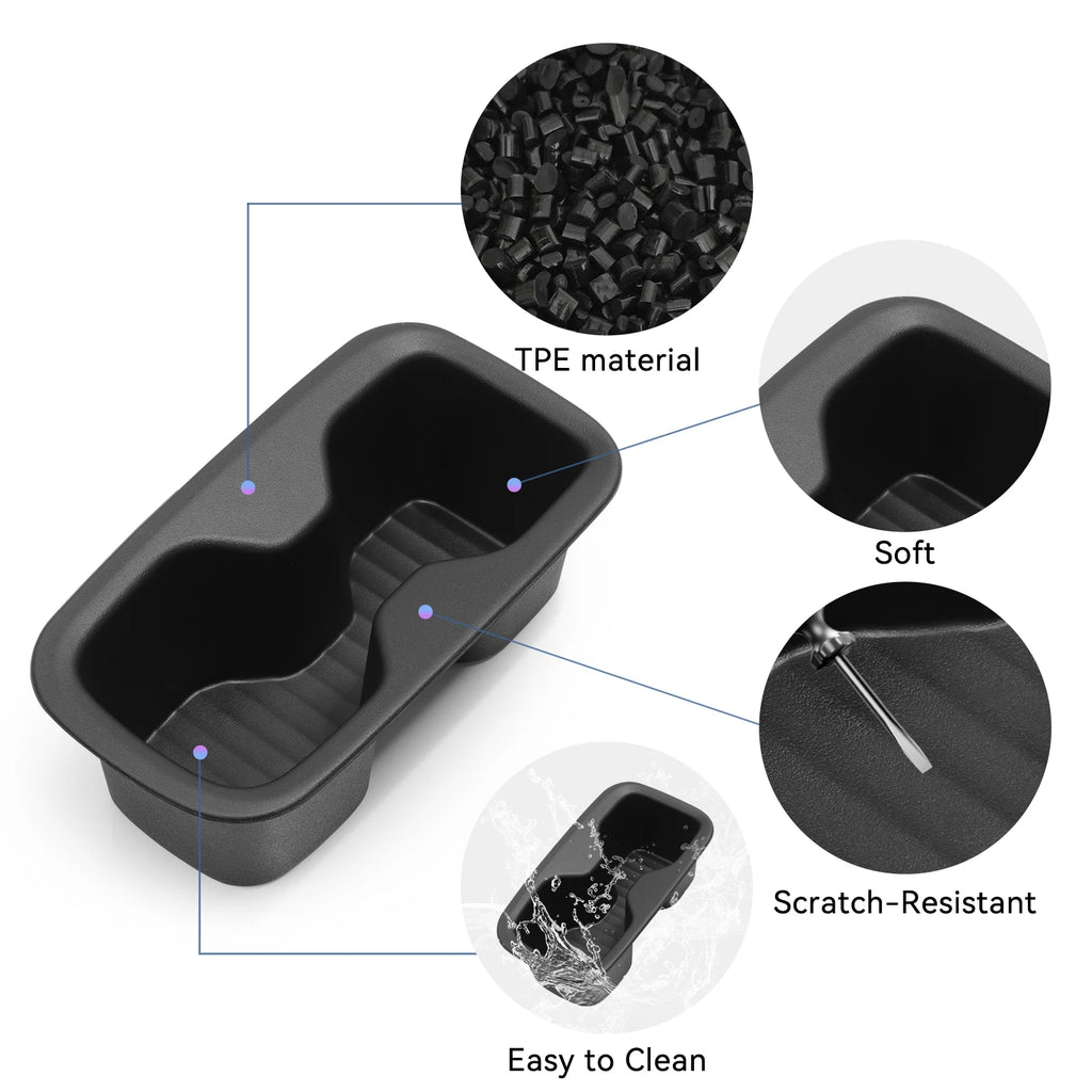 Smabee for Hyundai Santa Fe 6/7 Seats 2024-2026 (2 Row Only) Door Side Cup Holder Insert Shock-Absorbing Storage Tray 2pcs