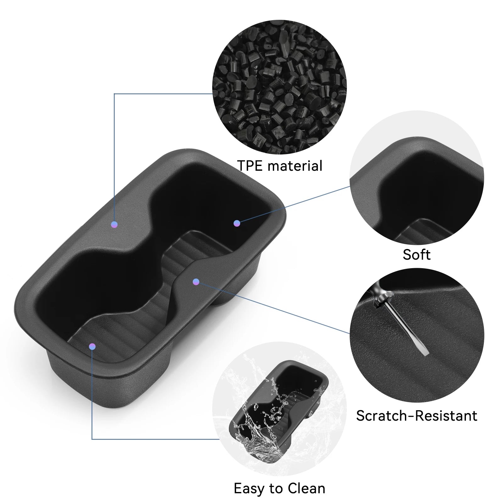 Smabee for Hyundai Santa Fe 6/7 Seats 2024-2026 (2 Row Only) Door Side Cup Holder Insert Shock-Absorbing Storage Tray 2pcs