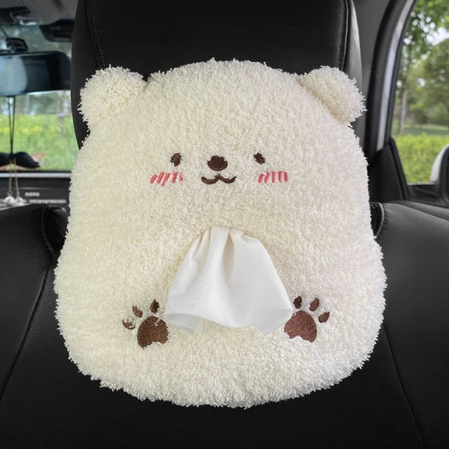 Car Tissue Box Cute Plush Animals Napkin Tissue Paper Holder Portable Drawer Box Car Styling Multi-function Car Supplies Women