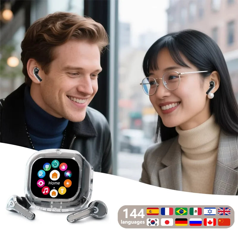 Air Max Smart Touch Screen Headsets TWS In Ear Buds 144 Languages Translator Sports Earphone Binaural pro Stereo Soundtrack Bass