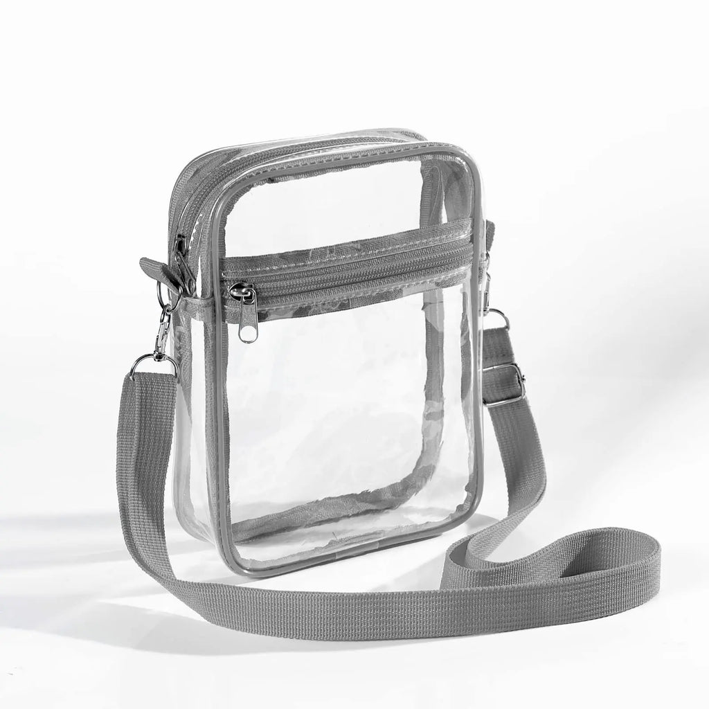 Women Clear PVC Shoulder Bag Stadium Approved Transparent Concert Crossbody Bag With Front Pocket Casual Lightweight Handbag