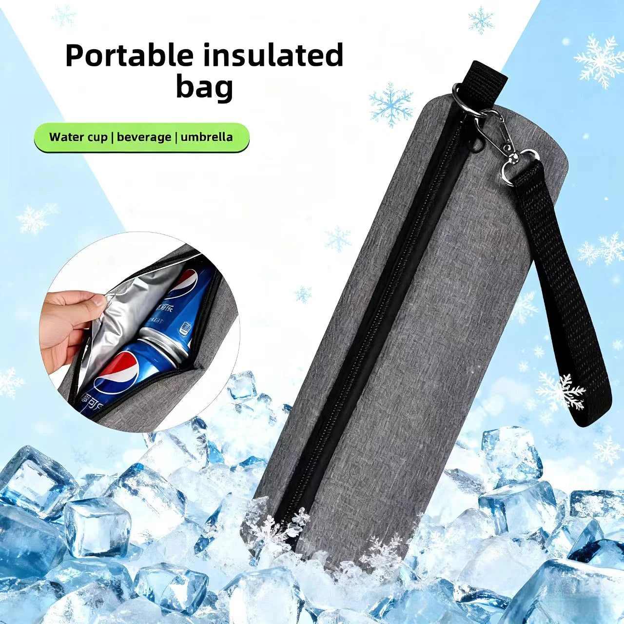 1Pc Cylindrical Portable Insulated Cooler Bag For Golf Camping Cycling Picnic Cans Beer Water Bottle Outdoor Storage Handbag NEW