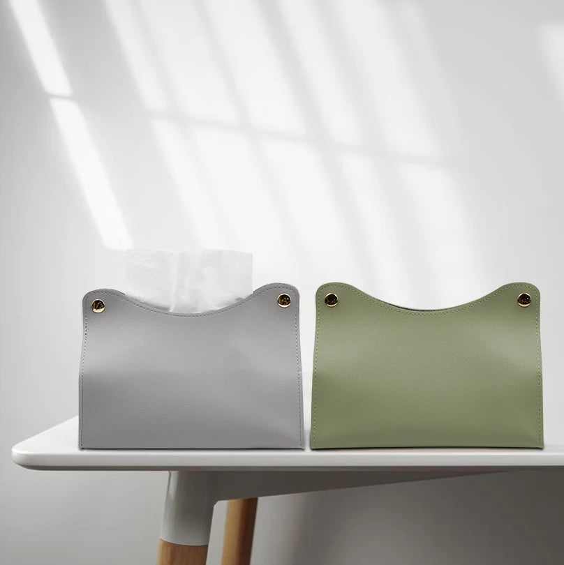 Car Tissue Box Holder  Leather Car Center Console Armrest Napkin Box Sun Visor Backseat Tissue Case