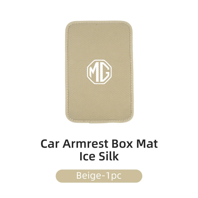 Leather Car Central Armrest Pad Anti Slip Ice Silk Armrest Box Mat For Morris Garages MG 6 3 5 7 TF ZR ZS HS GS GT RX5 RX8 350