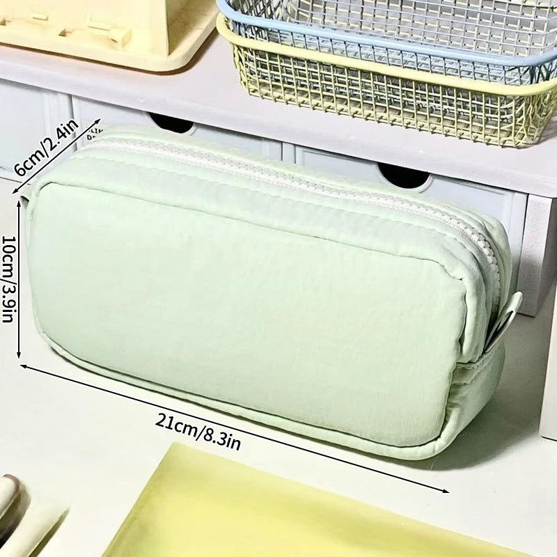 INS Pencil Case Large Capacity Pen Bag Cute Stationery Case Makeup Pouch Back to School Pink Pencil Case with Mesh Pocket 필통