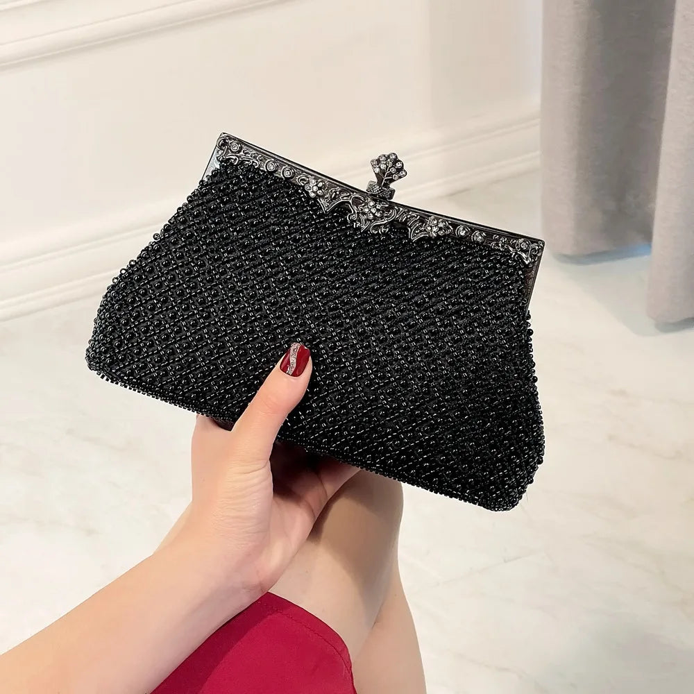 Purses and handbag luxury Designer Clutch purse handmade Pearl decoration Party Wedding Evening bag banquet bag