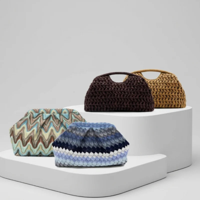 Retro Woven Pleated Cloud Clutch,retro New Bohemian Color-blocked Vacations Clutch Wallet,luxury Women's Evenings Wedding Clutch