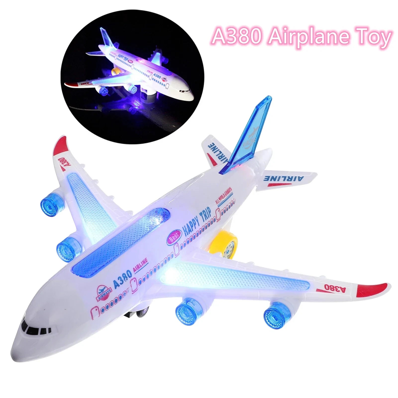 Plane Educational Toy Gift For Children Electronic Aeroplane Toy with Music Autopilot Flash Sound Aircraft Automatic Rotation