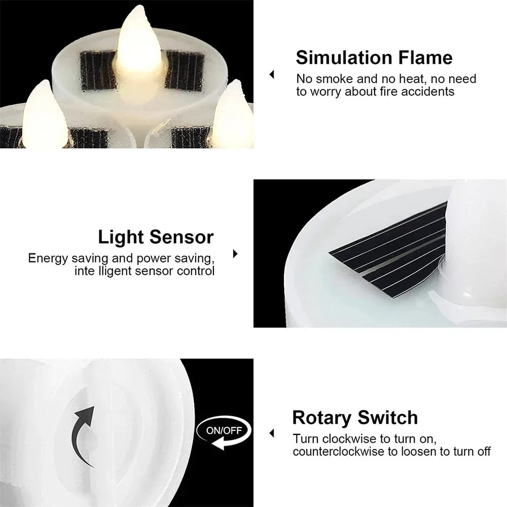1-10PC Solar Tea Light Led Candles Flameless Outdoor Waterproof Solar Tea Light Rechargeable Candles for Party Garden Home Decor